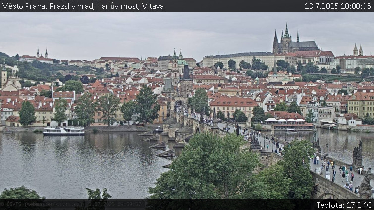 Město Praha - Pražský hrad, Karlův most, Vltava - 13.7.2025 v 10:00 Město Praha - Pražský hrad, Karlův most, Vltava - 13.7.2025 v 10:00