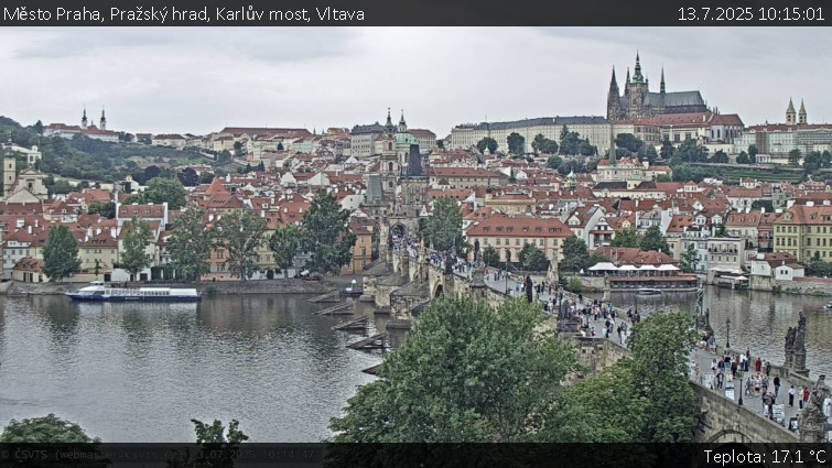 Město Praha - Pražský hrad, Karlův most, Vltava - 13.7.2025 v 10:15 Město Praha - Pražský hrad, Karlův most, Vltava - 13.7.2025 v 10:15