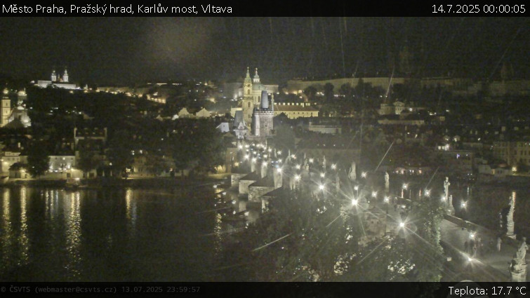 Město Praha - Pražský hrad, Karlův most, Vltava - 14.7.2025 v 00:00 Město Praha - Pražský hrad, Karlův most, Vltava - 14.7.2025 v 00:00