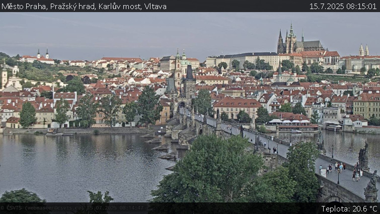 Město Praha - Pražský hrad, Karlův most, Vltava - 15.7.2025 v 08:15 Město Praha - Pražský hrad, Karlův most, Vltava - 15.7.2025 v 08:15