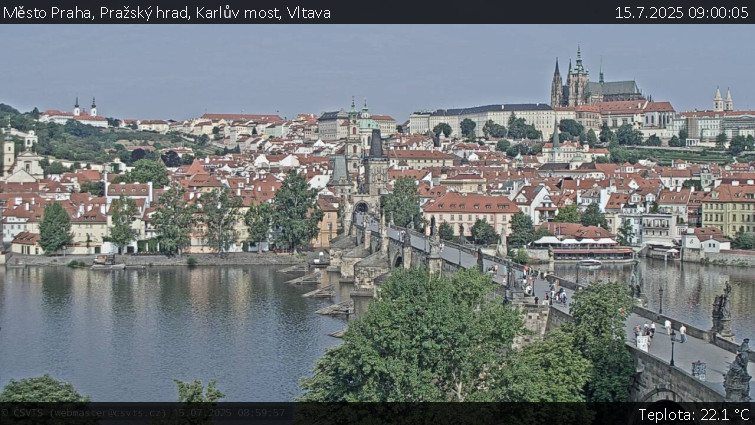 Město Praha - Pražský hrad, Karlův most, Vltava - 15.7.2025 v 09:00 Město Praha - Pražský hrad, Karlův most, Vltava - 15.7.2025 v 09:00