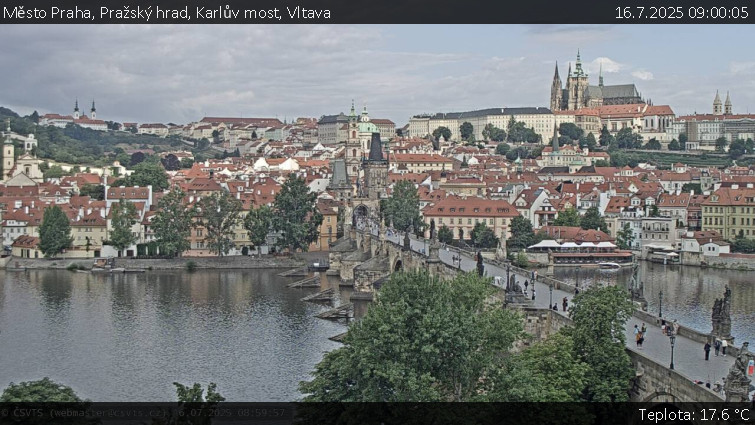 Město Praha - Pražský hrad, Karlův most, Vltava - 16.7.2025 v 09:00