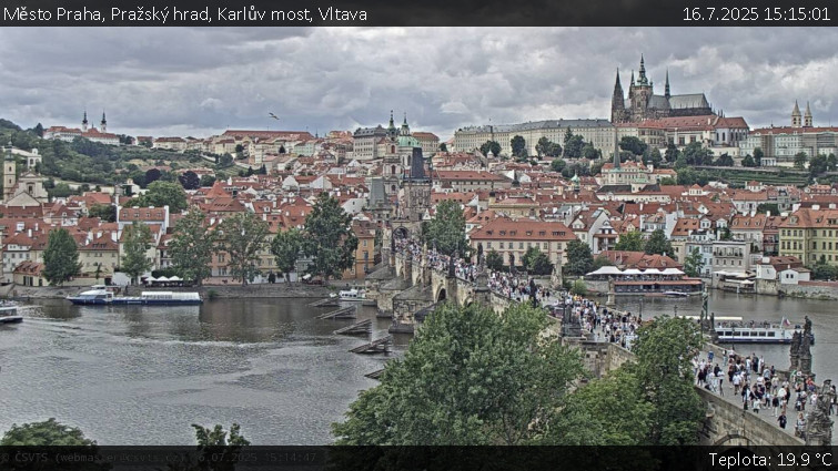 Město Praha - Pražský hrad, Karlův most, Vltava - 16.7.2025 v 15:15 Město Praha - Pražský hrad, Karlův most, Vltava - 16.7.2025 v 15:15