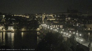 Město Praha - Pražský hrad, Karlův most, Vltava - 15.8.2025 v 03:00