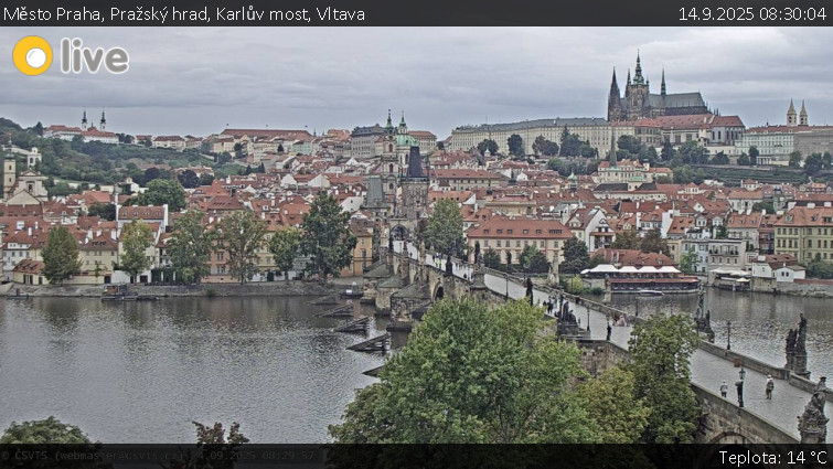Město Praha - Pražský hrad, Karlův most, Vltava - 14.9.2025 v 08:30