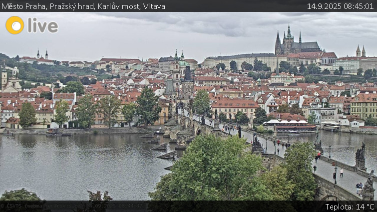 Město Praha - Pražský hrad, Karlův most, Vltava - 14.9.2025 v 08:45