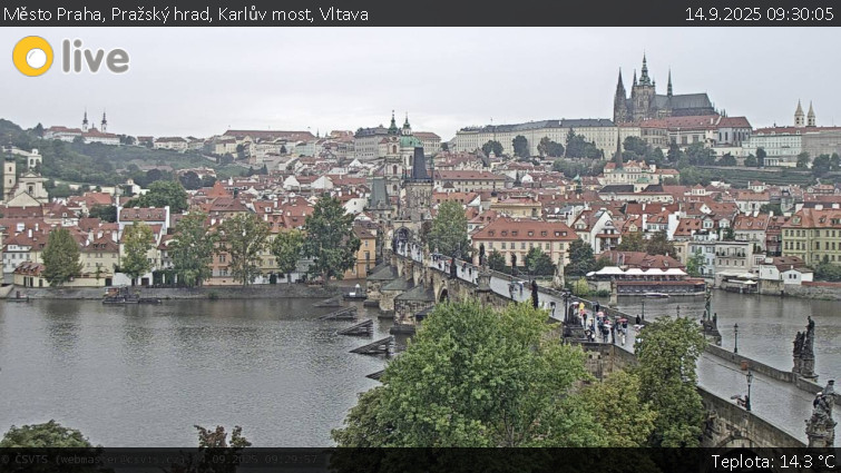 Město Praha - Pražský hrad, Karlův most, Vltava - 14.9.2025 v 09:30