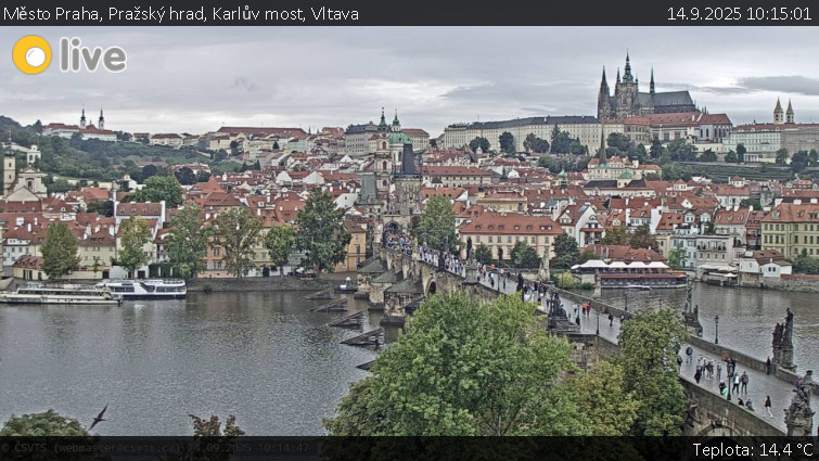 Město Praha - Pražský hrad, Karlův most, Vltava - 14.9.2025 v 10:15 Město Praha - Pražský hrad, Karlův most, Vltava - 14.9.2025 v 10:15