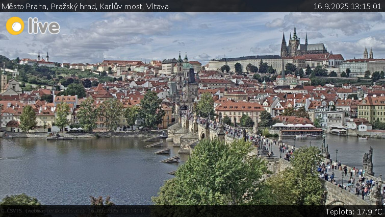 Město Praha - Pražský hrad, Karlův most, Vltava - 16.9.2025 v 13:15