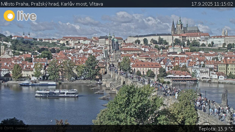 Město Praha - Pražský hrad, Karlův most, Vltava - 17.9.2025 v 11:15