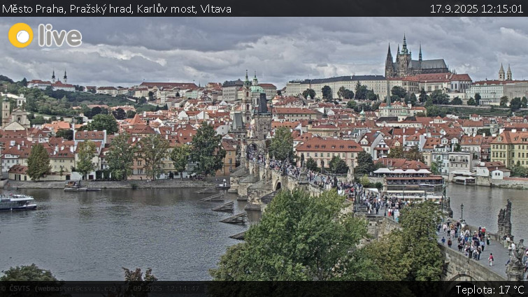 Město Praha - Pražský hrad, Karlův most, Vltava - 17.9.2025 v 12:15
