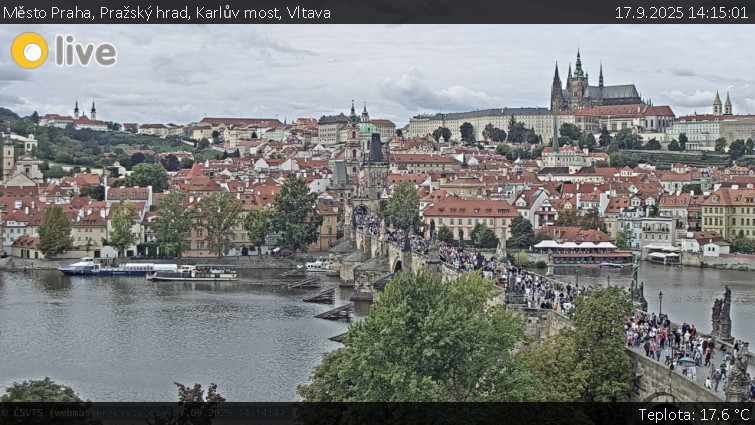 Město Praha - Pražský hrad, Karlův most, Vltava - 17.9.2025 v 14:15