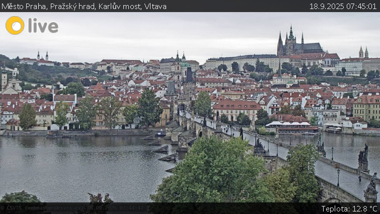 Město Praha - Pražský hrad, Karlův most, Vltava - 18.9.2025 v 07:45