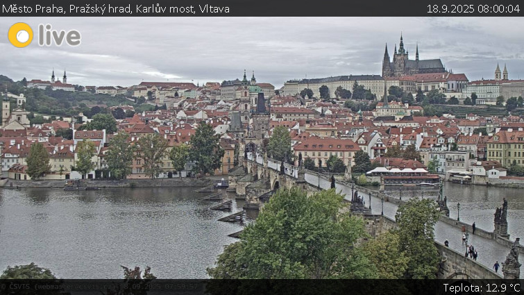 Město Praha - Pražský hrad, Karlův most, Vltava - 18.9.2025 v 08:00