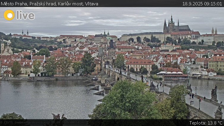 Město Praha - Pražský hrad, Karlův most, Vltava - 18.9.2025 v 09:15