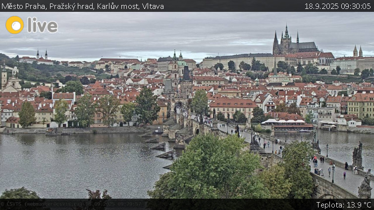 Město Praha - Pražský hrad, Karlův most, Vltava - 18.9.2025 v 09:30