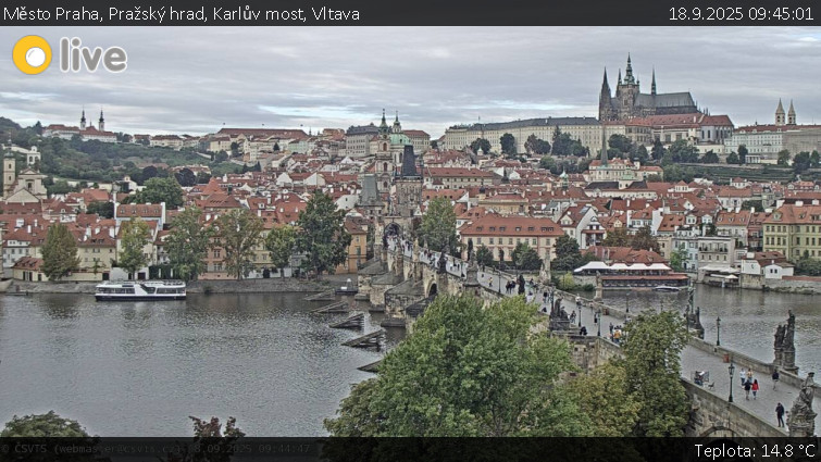 Město Praha - Pražský hrad, Karlův most, Vltava - 18.9.2025 v 09:45