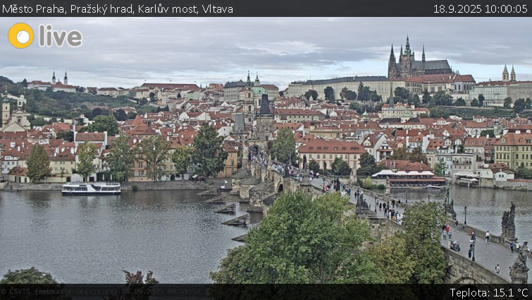 Město Praha - Pražský hrad, Karlův most, Vltava - 18.9.2025 v 10:00