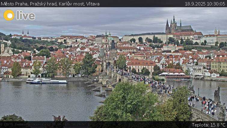 Město Praha - Pražský hrad, Karlův most, Vltava - 18.9.2025 v 10:30