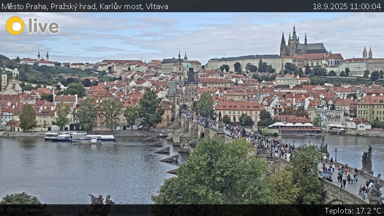 Město Praha - Pražský hrad, Karlův most, Vltava - 18.9.2025 v 11:00