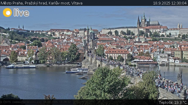Město Praha - Pražský hrad, Karlův most, Vltava - 18.9.2025 v 12:30