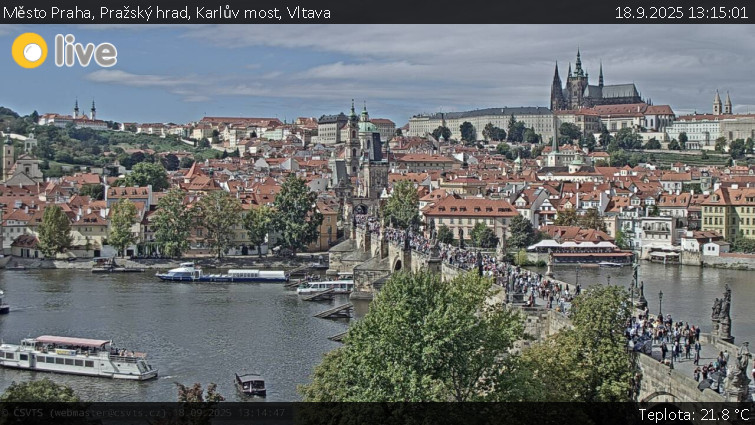 Město Praha - Pražský hrad, Karlův most, Vltava - 18.9.2025 v 13:15