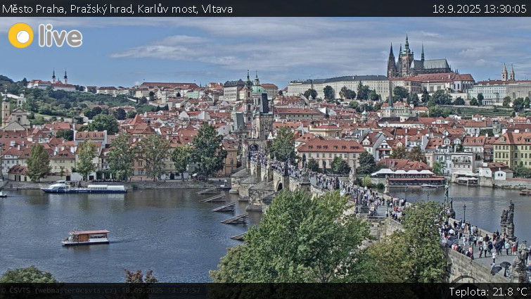Město Praha - Pražský hrad, Karlův most, Vltava - 18.9.2025 v 13:30