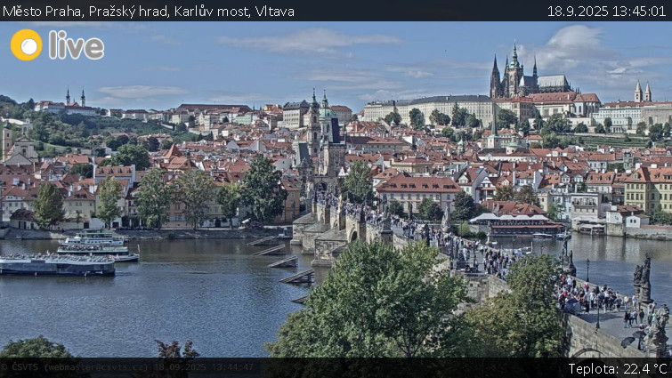 Město Praha - Pražský hrad, Karlův most, Vltava - 18.9.2025 v 13:45