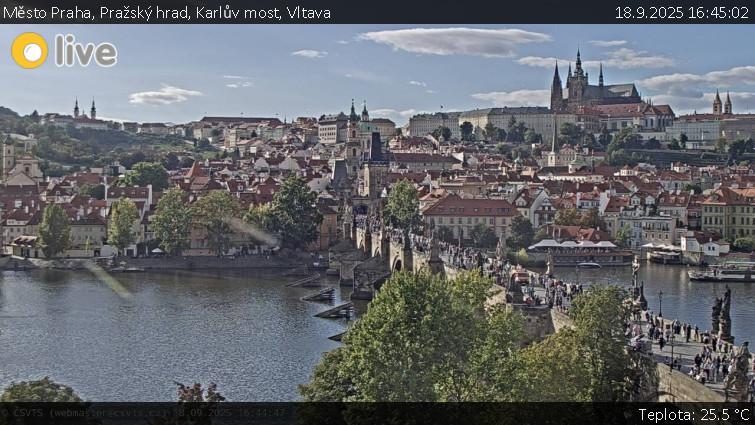 Město Praha - Pražský hrad, Karlův most, Vltava - 18.9.2025 v 16:45