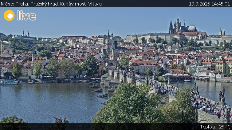 Město Praha - Pražský hrad, Karlův most, Vltava - 19.9.2025 v 14:45