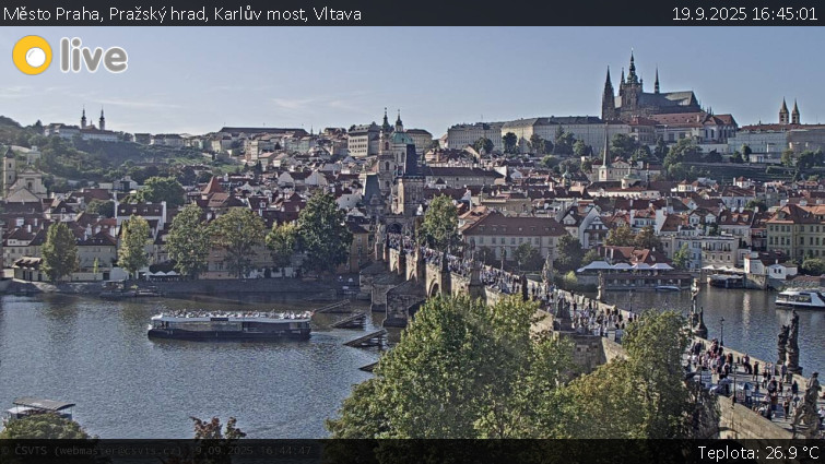 Město Praha - Pražský hrad, Karlův most, Vltava - 19.9.2025 v 16:45