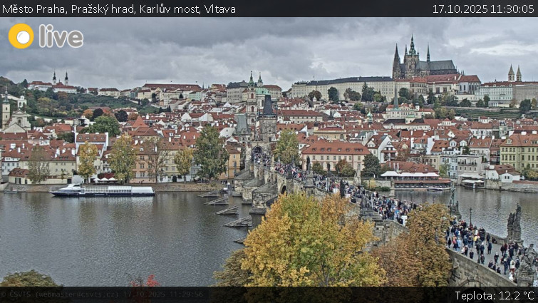 Město Praha - Pražský hrad, Karlův most, Vltava - 17.10.2025 v 11:30 Město Praha - Pražský hrad, Karlův most, Vltava - 17.10.2025 v 11:30