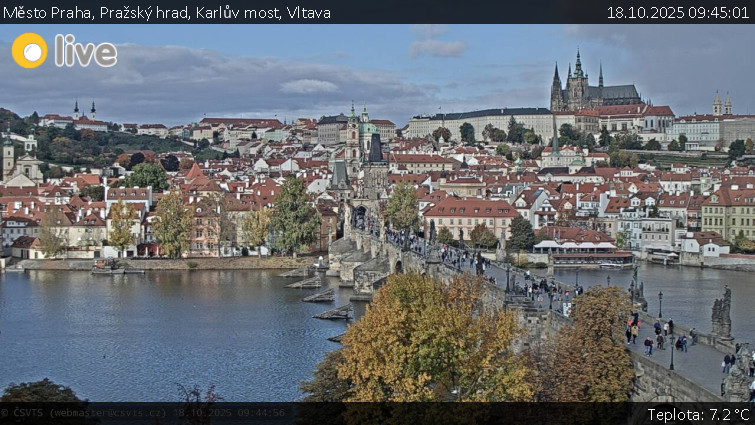 Město Praha - Pražský hrad, Karlův most, Vltava - 18.10.2025 v 09:45 Město Praha - Pražský hrad, Karlův most, Vltava - 18.10.2025 v 09:45