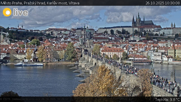 Město Praha - Pražský hrad, Karlův most, Vltava - 26.10.2025 v 10:30 Město Praha - Pražský hrad, Karlův most, Vltava - 26.10.2025 v 10:30
