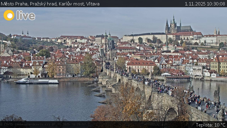 Město Praha - Pražský hrad, Karlův most, Vltava - 1.11.2025 v 10:30 Město Praha - Pražský hrad, Karlův most, Vltava - 1.11.2025 v 10:30