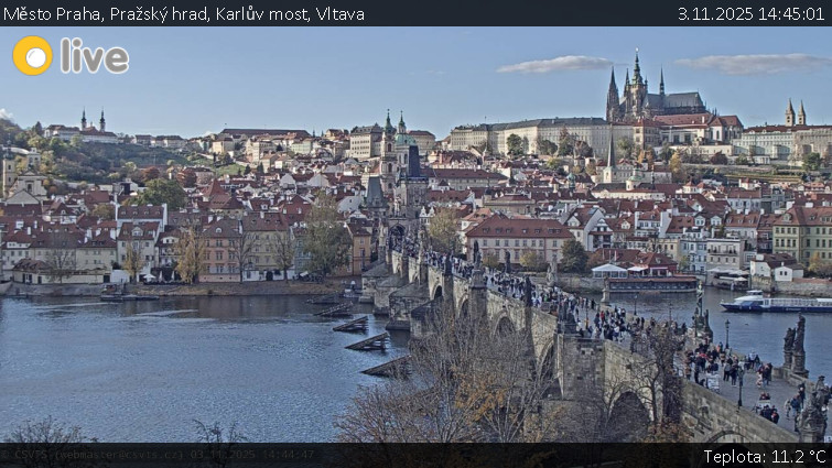 Město Praha - Pražský hrad, Karlův most, Vltava - 3.11.2025 v 14:45
