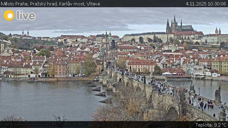 Město Praha - Pražský hrad, Karlův most, Vltava - 4.11.2025 v 10:30