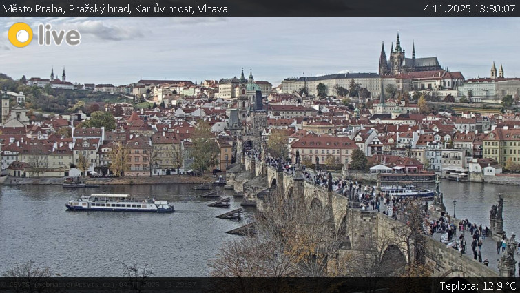 Město Praha - Pražský hrad, Karlův most, Vltava - 4.11.2025 v 13:30