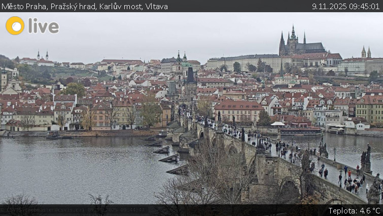 Město Praha - Pražský hrad, Karlův most, Vltava - 9.11.2025 v 09:45