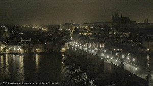 Město Praha - Pražský hrad, Karlův most, Vltava - 14.11.2025 v 02:45 Město Praha - Pražský hrad, Karlův most, Vltava - 14.11.2025 v 02:45