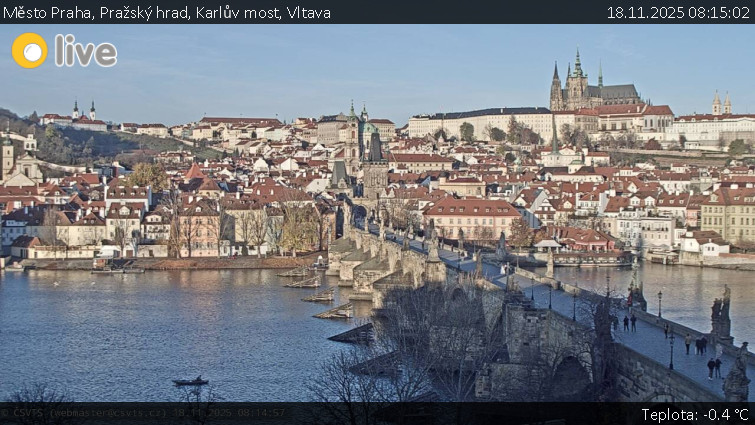 Město Praha - Pražský hrad, Karlův most, Vltava - 18.11.2025 v 08:15