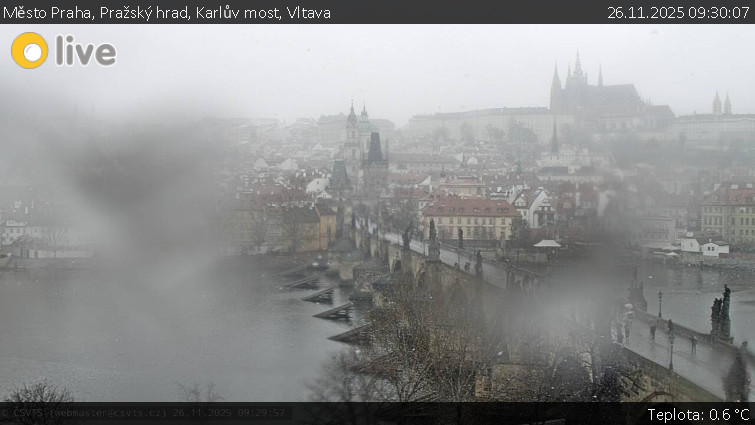 Město Praha - Pražský hrad, Karlův most, Vltava - 26.11.2025 v 09:30