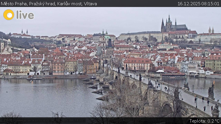 Město Praha - Pražský hrad, Karlův most, Vltava - 16.12.2025 v 08:15