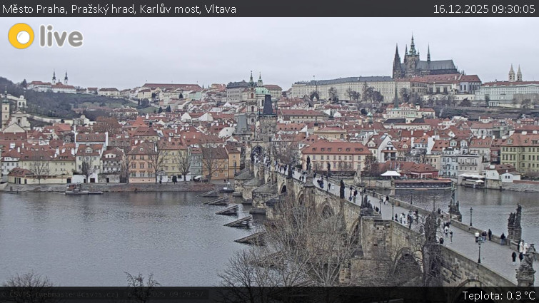 Město Praha - Pražský hrad, Karlův most, Vltava - 16.12.2025 v 09:30