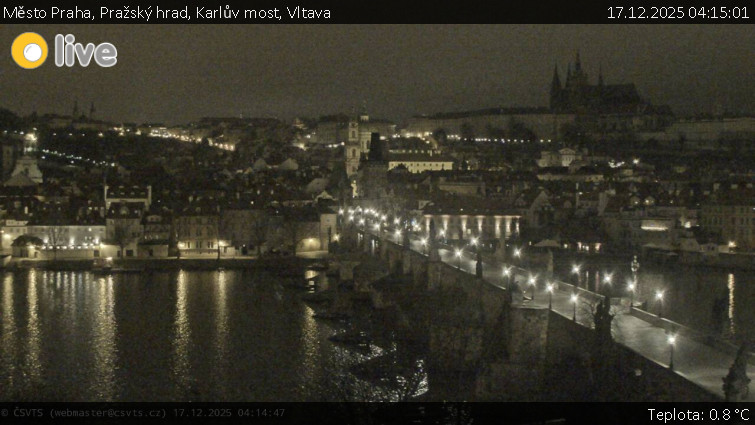 Město Praha - Pražský hrad, Karlův most, Vltava - 17.12.2025 v 04:15