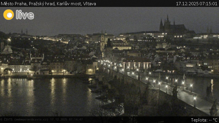 Město Praha - Pražský hrad, Karlův most, Vltava - 17.12.2025 v 07:15