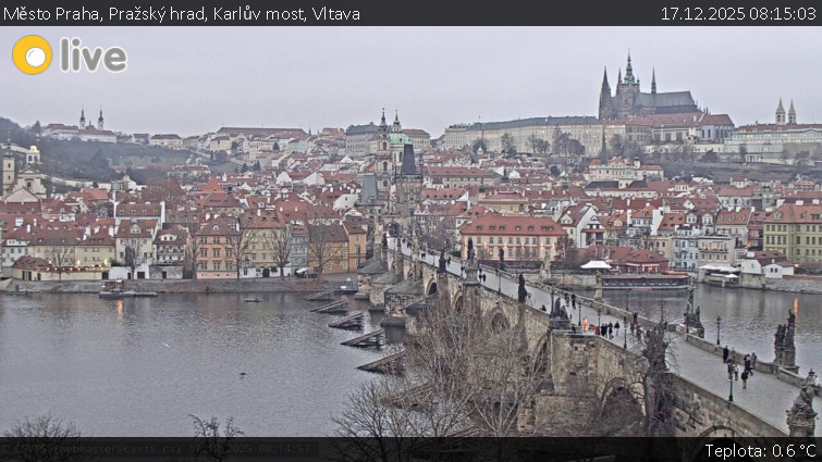 Město Praha - Pražský hrad, Karlův most, Vltava - 17.12.2025 v 08:15
