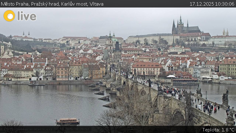 Město Praha - Pražský hrad, Karlův most, Vltava - 17.12.2025 v 10:30