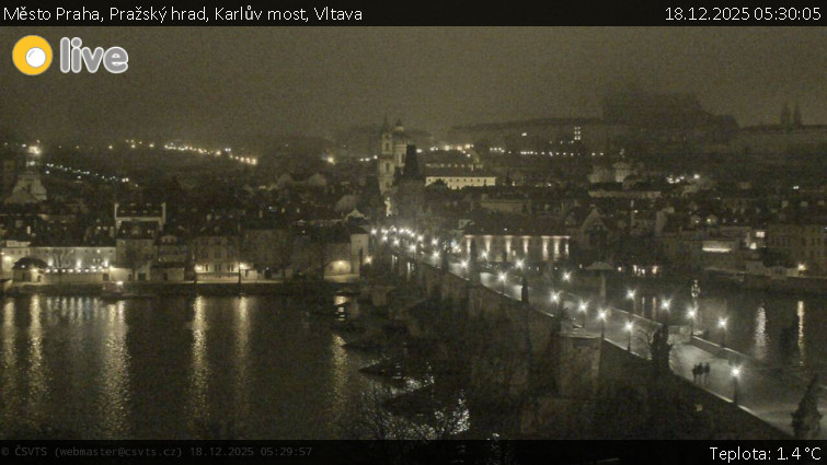 Město Praha - Pražský hrad, Karlův most, Vltava - 18.12.2025 v 05:30