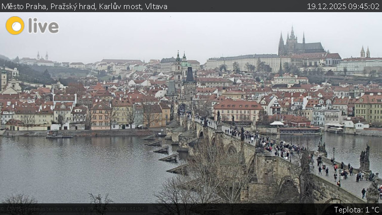 Město Praha - Pražský hrad, Karlův most, Vltava - 19.12.2025 v 09:45